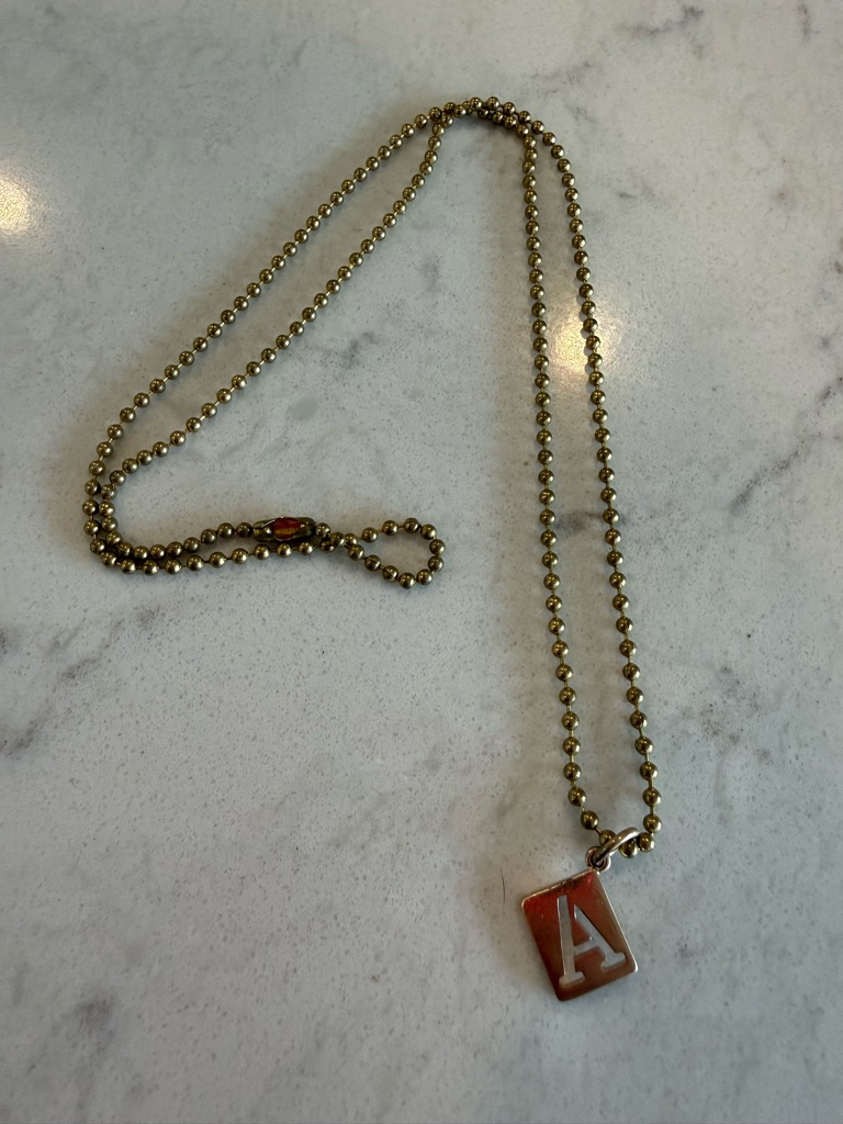 Thirty-One Gold Ball Chain Necklace With A Rectangular Pendant 12$